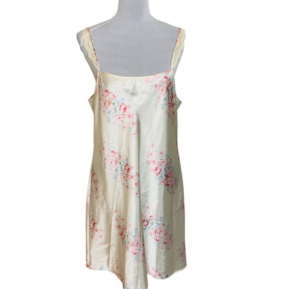Pink K Floral Sleepwear Size L Satin Robe Nightgown Set Lace Trim Belted VTG Y2K - Picture 5 of 16